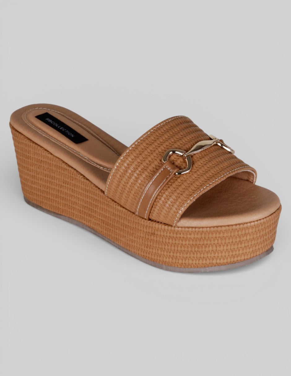 Sandalias con plataforma Naia en Piel vegana – Café