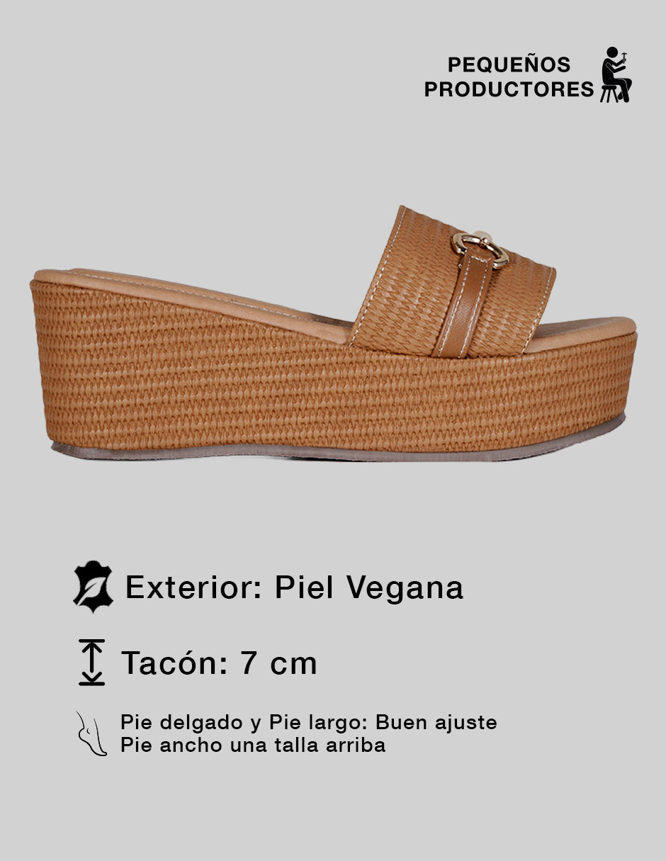 Sandalias con plataforma Naia en Piel vegana – Café