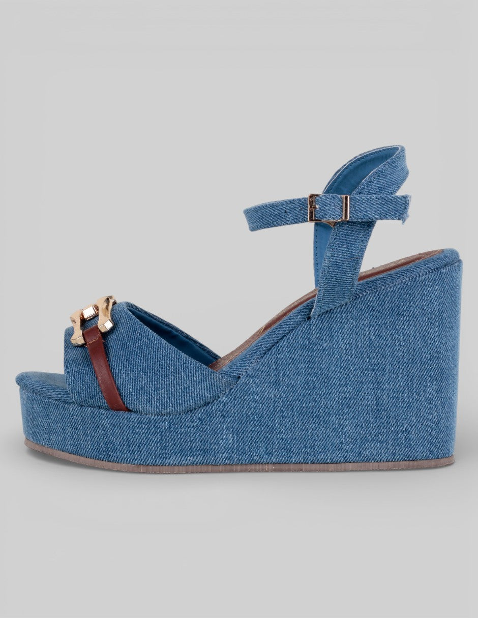 Sandalias con plataforma Exterior Textil Color Azul Para Mujer De RBCOLLECTION