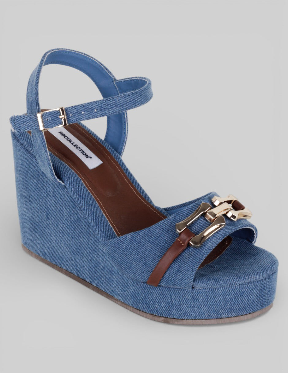 Sandalias con plataforma Naia en Textil – Azul