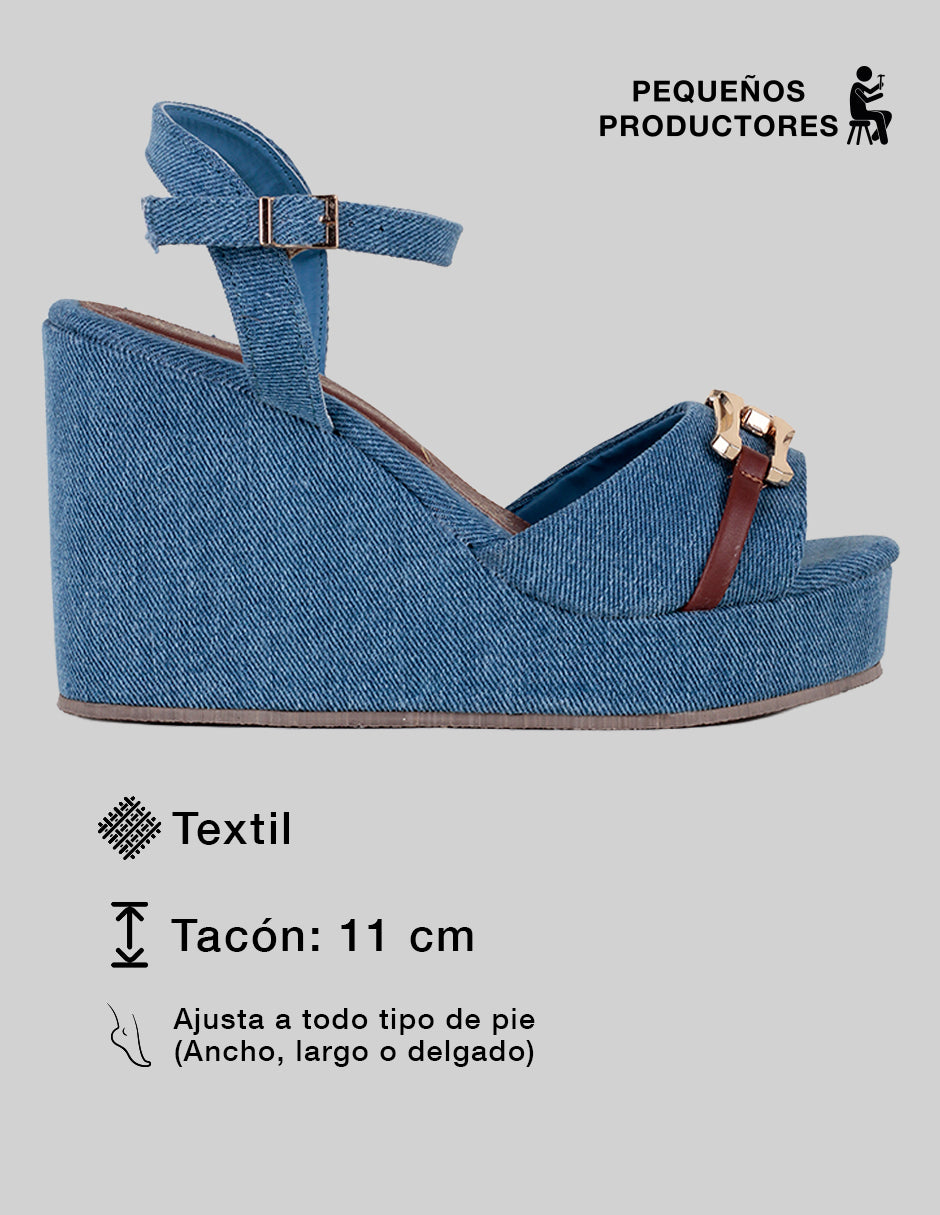 Sandalias con plataforma Naia en Textil – Azul