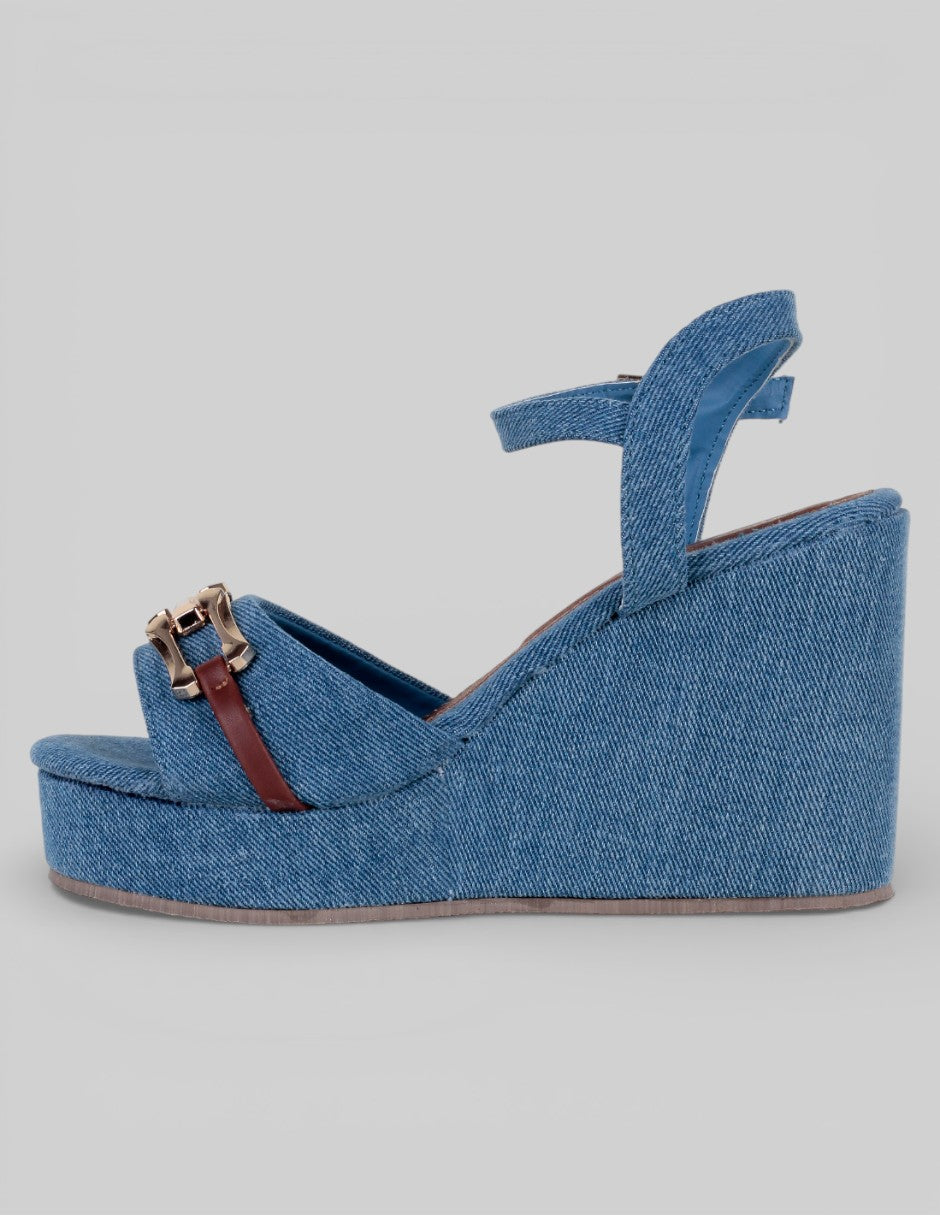 Sandalias con plataforma Naia en Textil – Azul