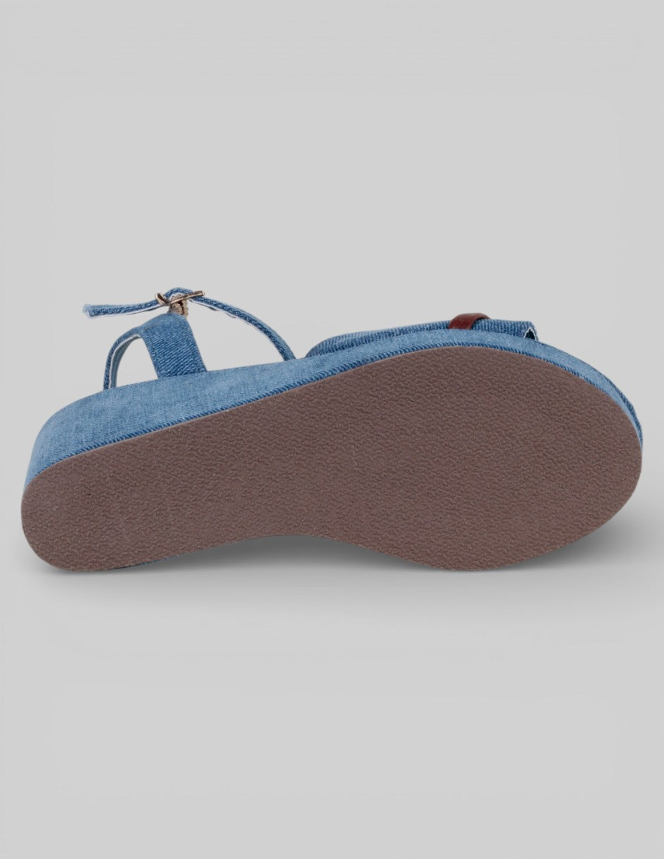 Sandalias con plataforma Naia en Textil – Azul