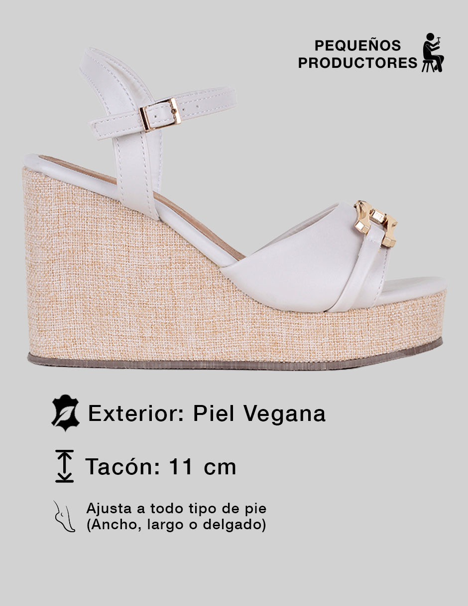 Sandalias con plataforma Naia en Piel vegana – Blanco