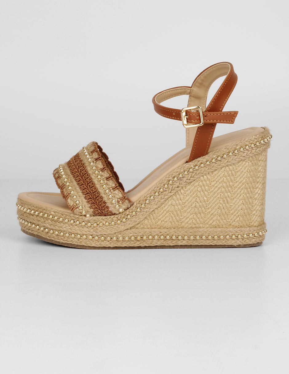 Sandalias con plataforma Exterior Textil Color Beige Para Mujer De RBCOLLECTION