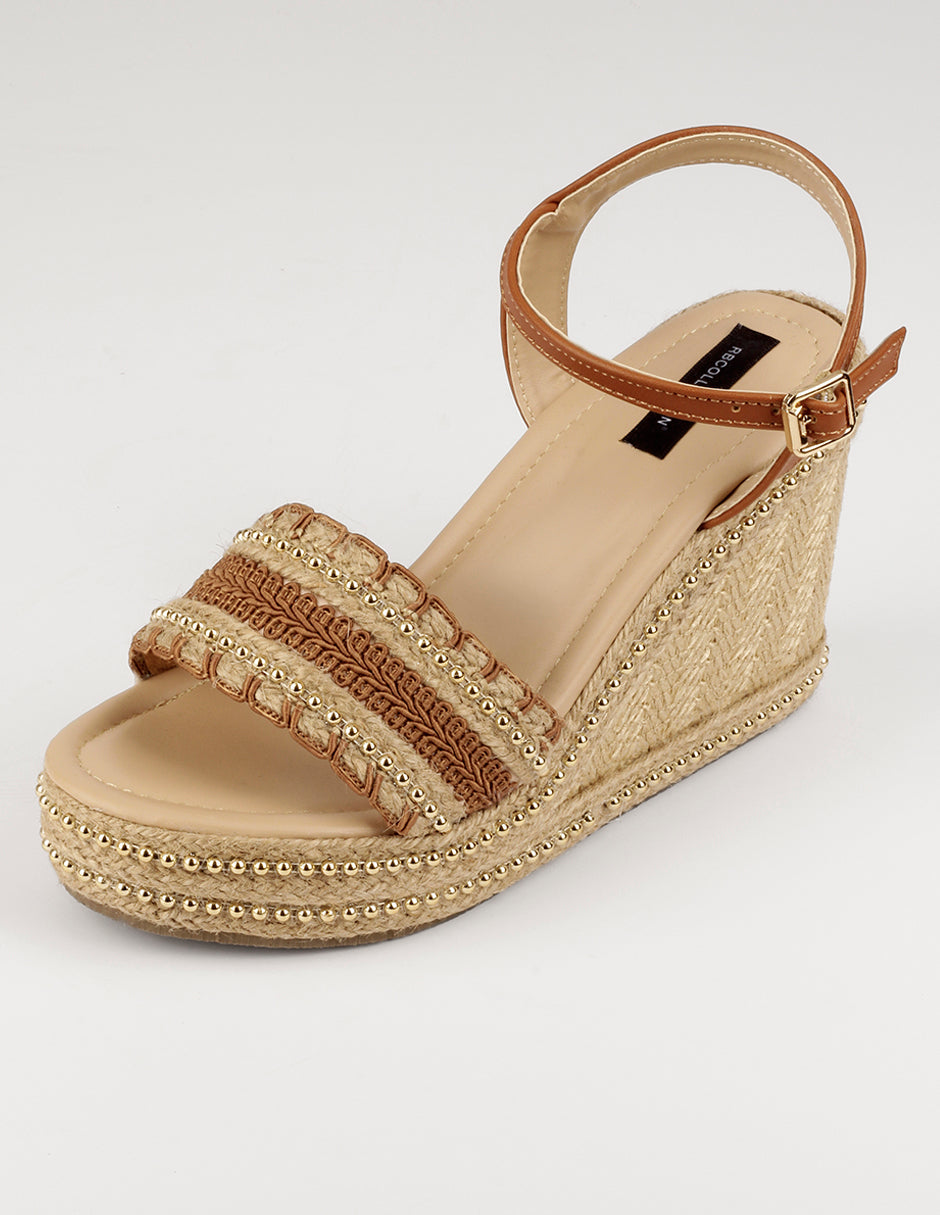 Sandalias con plataforma Naia en Textil – Beige