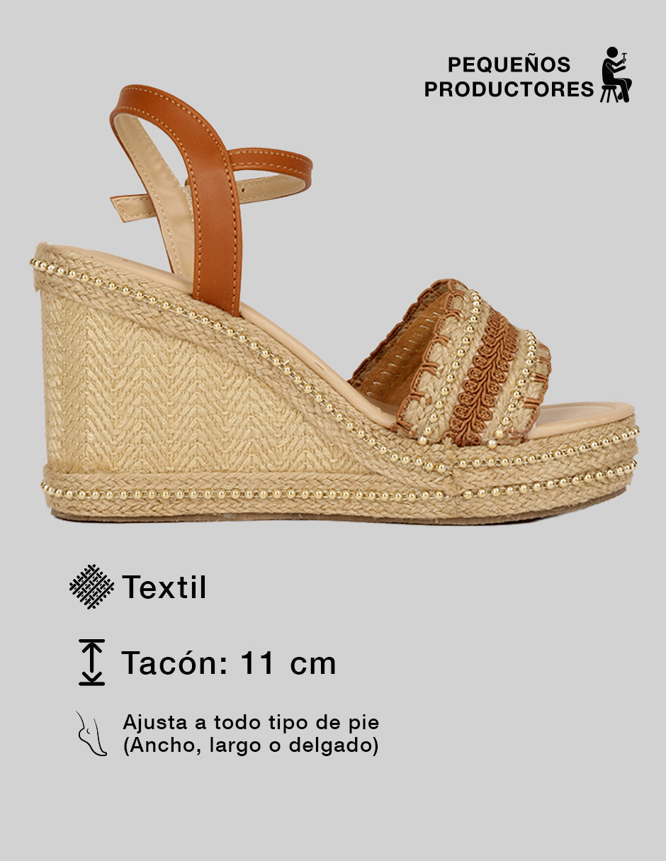 Sandalias con plataforma Naia en Textil – Beige