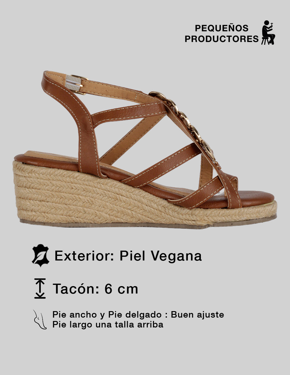 Sandalias con plataforma Naia en Piel vegana – Café