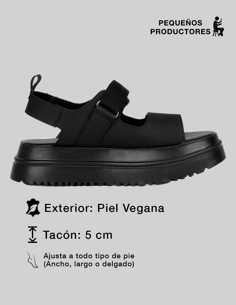 Sandalias con plataforma Yuri en Piel vegana – Negro