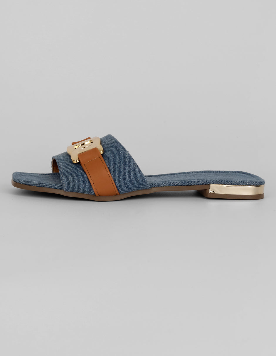 Sandalias de piso Exterior Textil Color Azul Para Mujer De RBBASICS