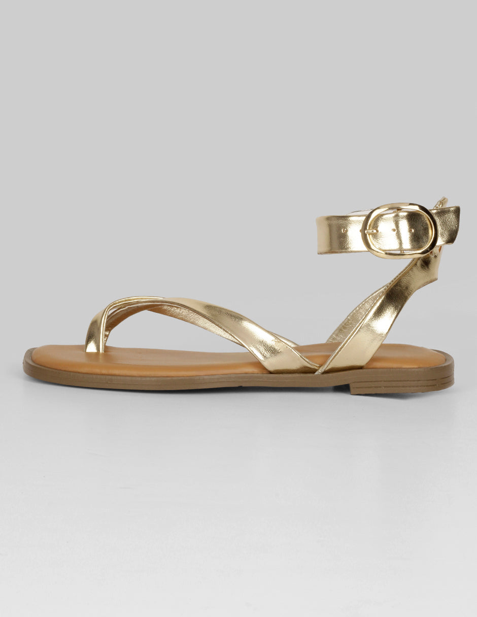 Sandalias de piso Exterior Sintético Color Dorado Para Mujer De RBBASICS