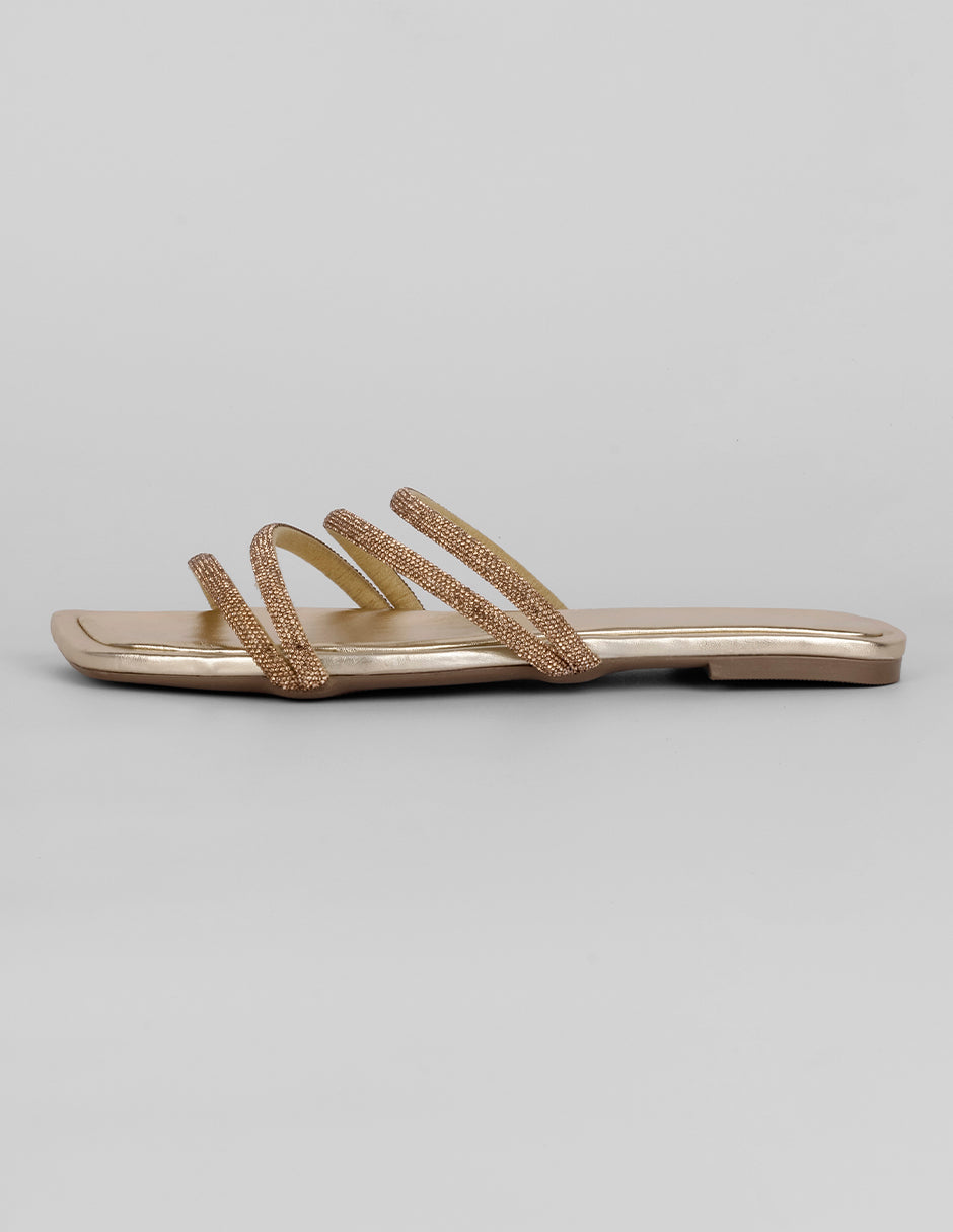 Sandalias de piso Exterior Sintético Color Dorado Para Mujer De RBCOLLECTION