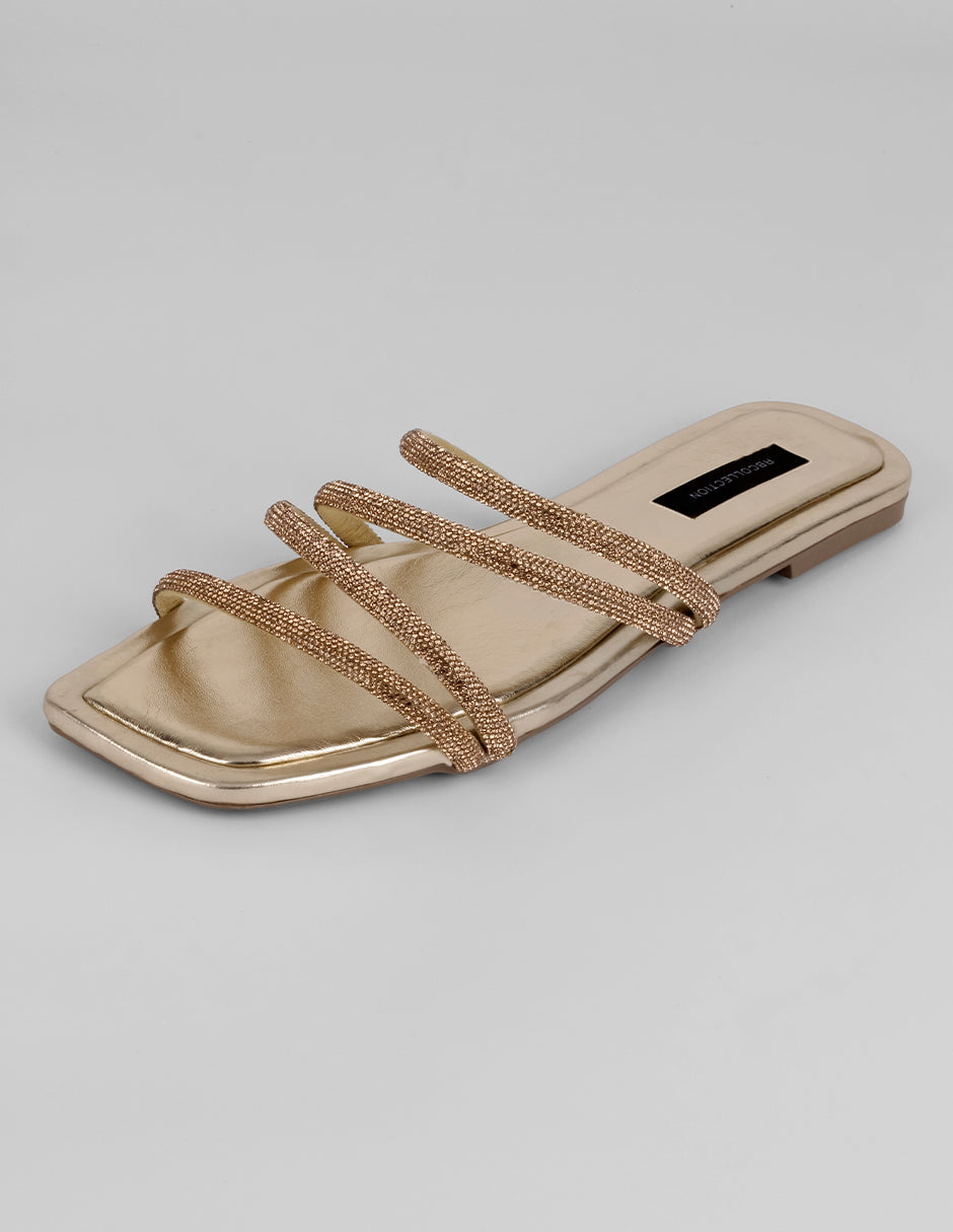 Sandalias de piso Soft en Sintético – Dorado