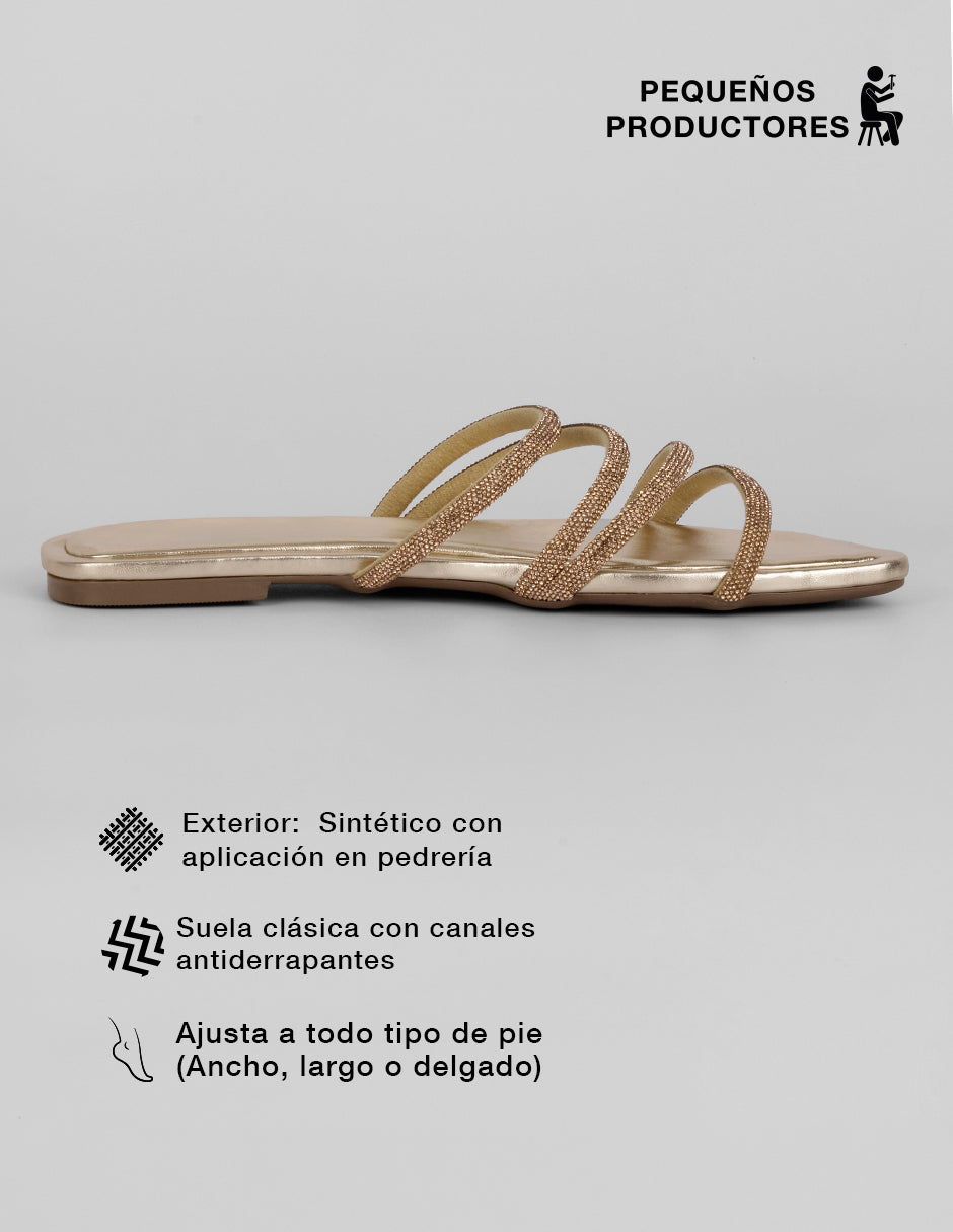 Sandalias de piso Soft en Sintético – Dorado