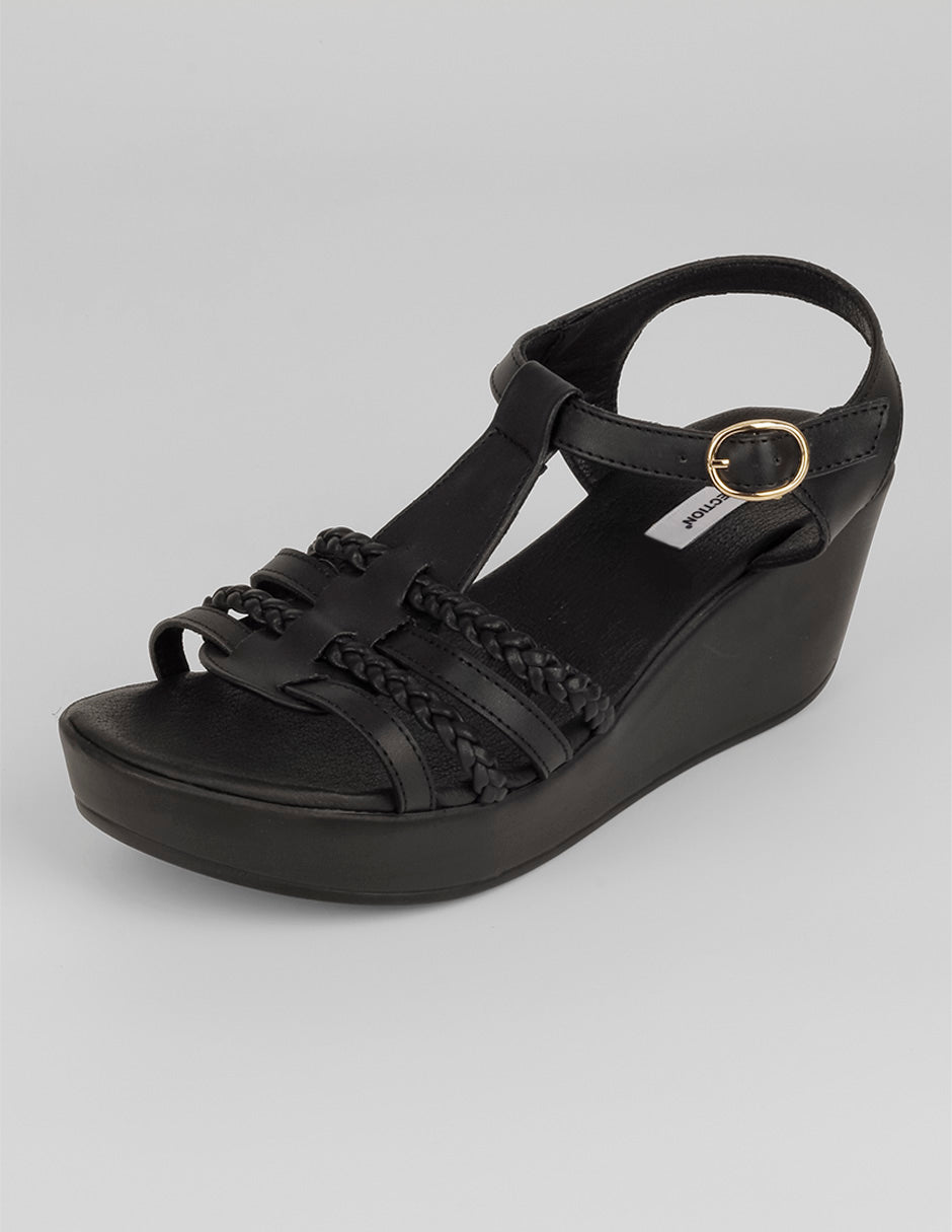 Sandalias con plataforma Naia en Piel vegana – Negro