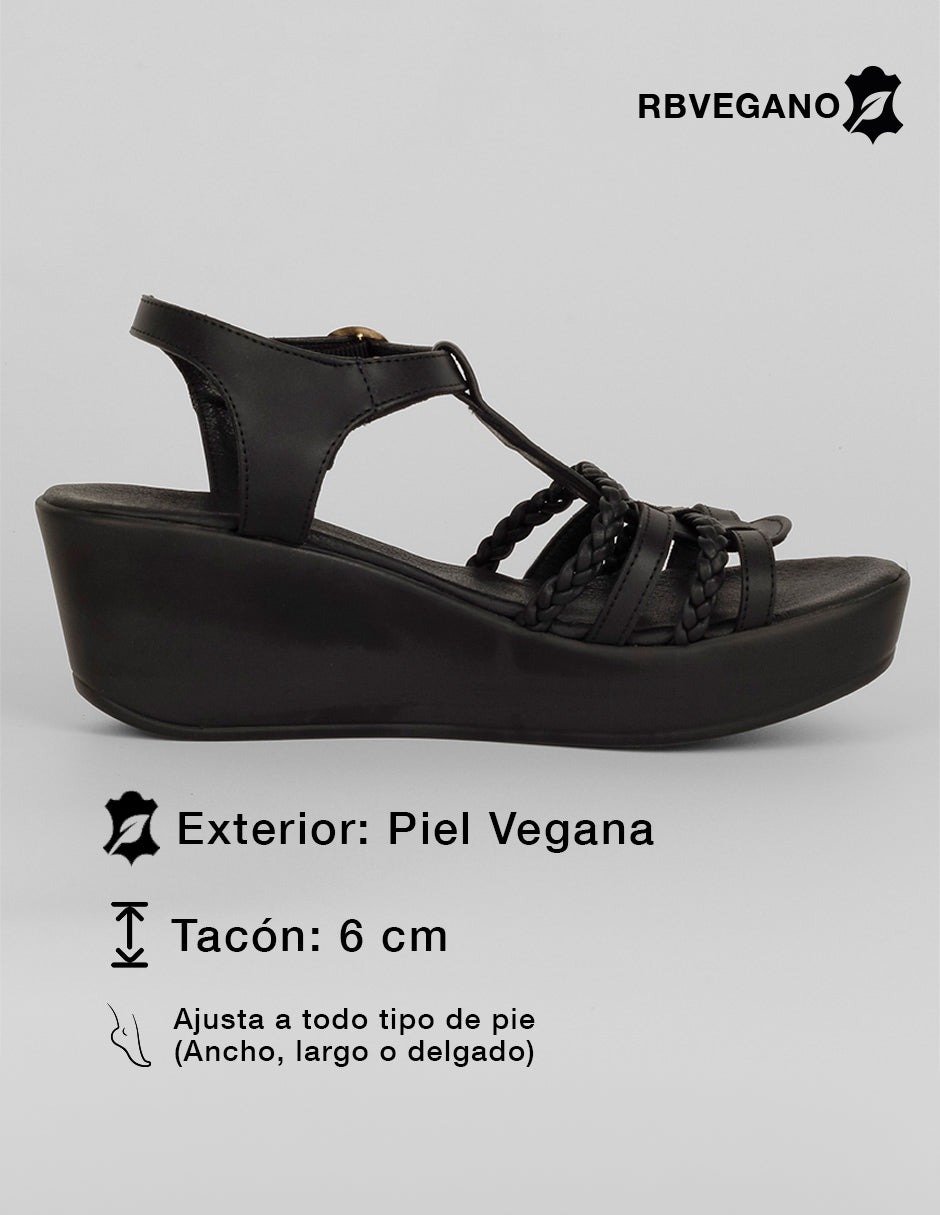 Sandalias con plataforma Naia en Piel vegana – Negro