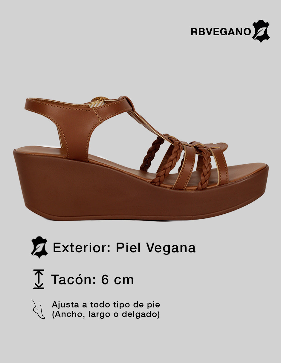 Sandalias con plataforma Naia en Piel vegana – Café