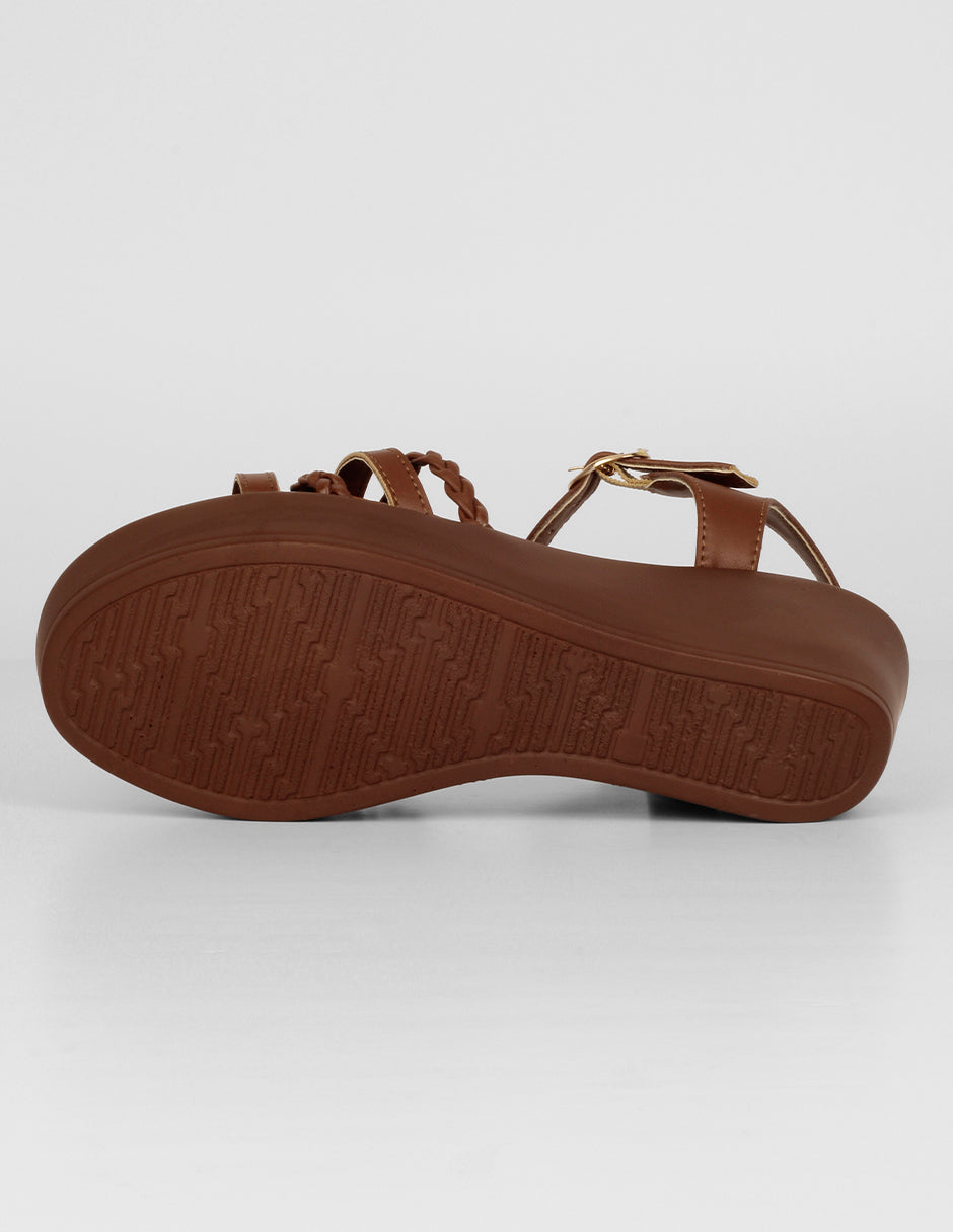 Sandalias con plataforma Naia en Piel vegana – Café