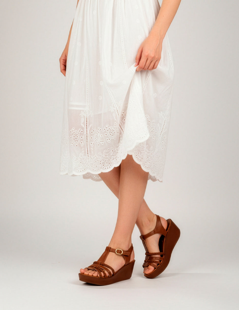 Sandalias con plataforma Naia en Piel vegana – Café