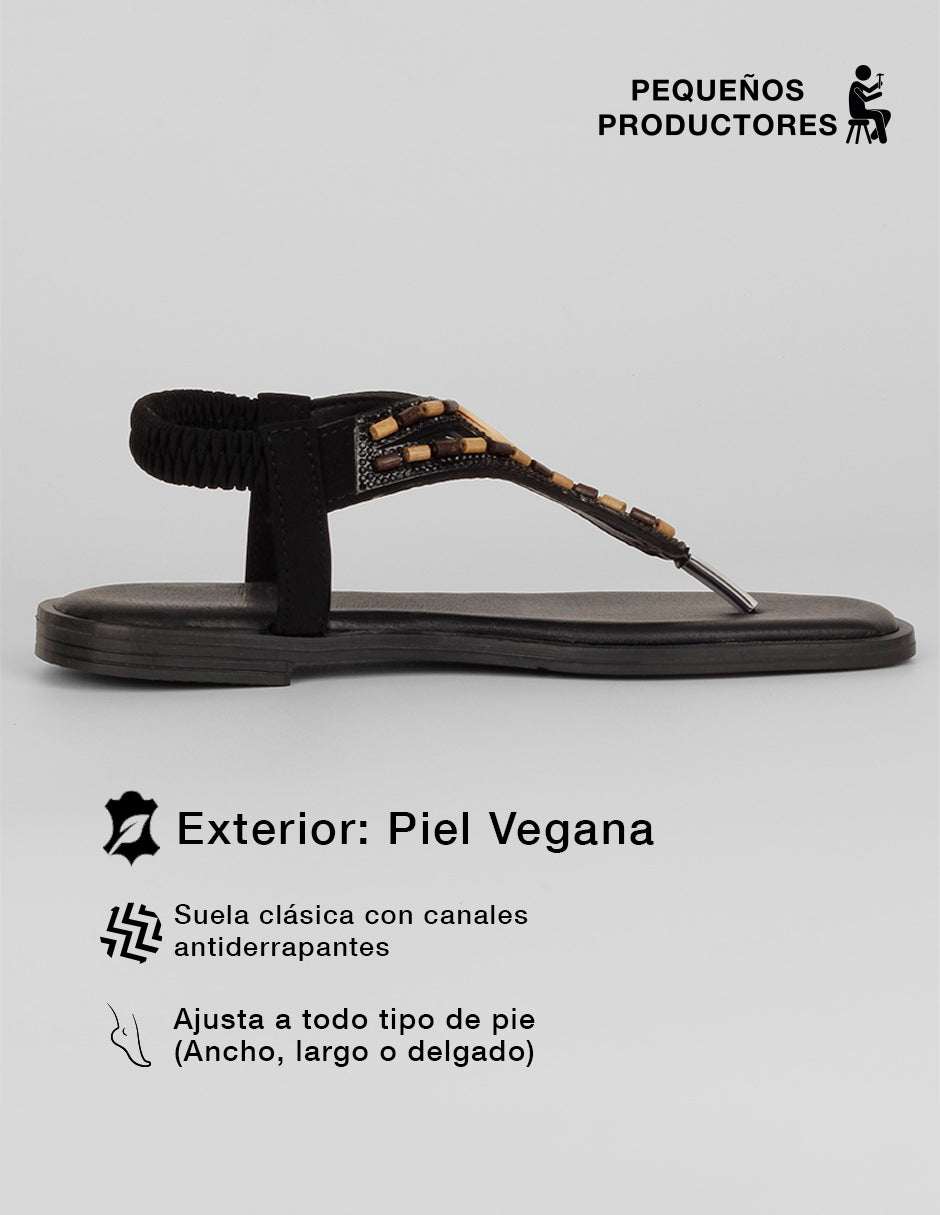 Sandalias de piso Ave en Piel vegana – Negro