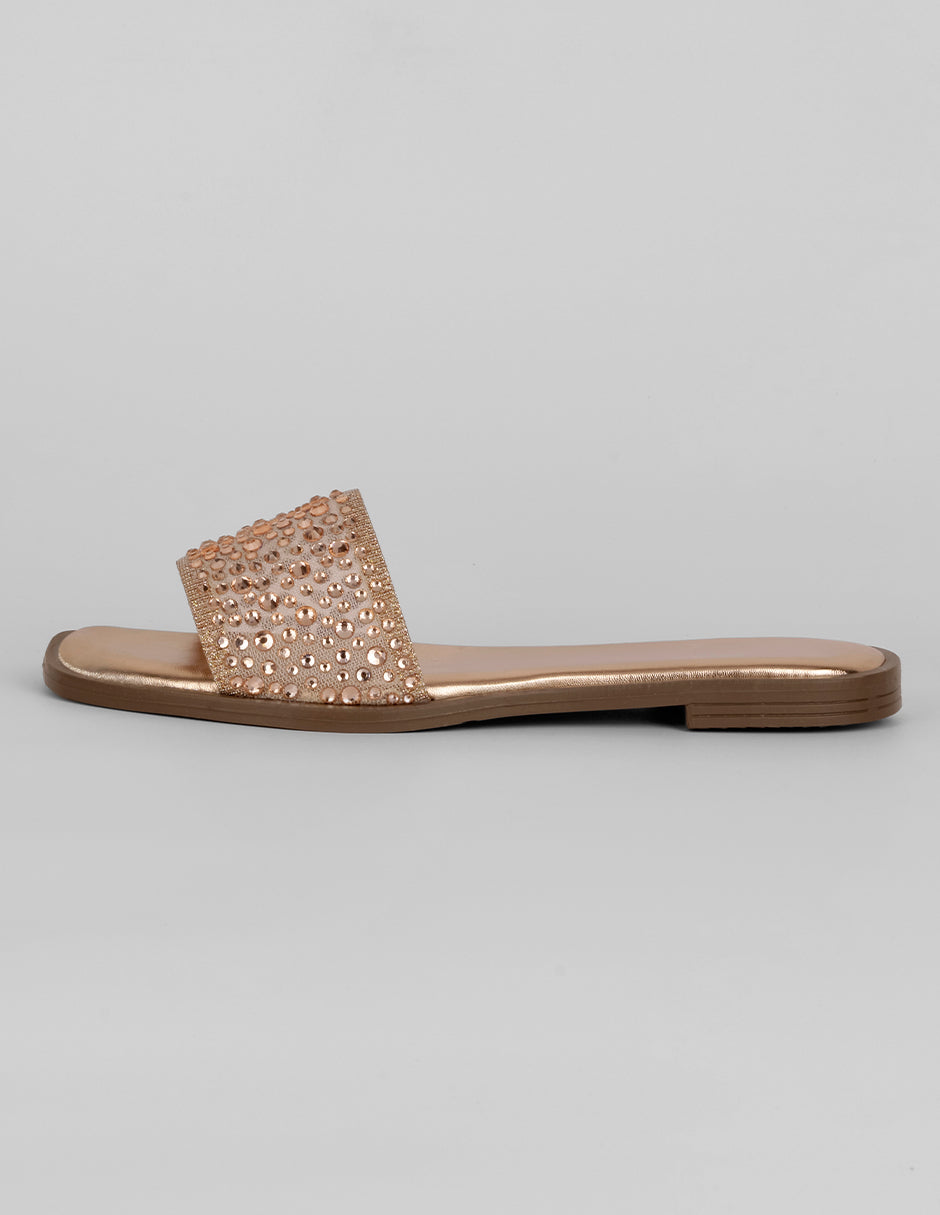 Sandalias de piso Exterior Sintético Color Dorado Para Mujer De RBBASICS