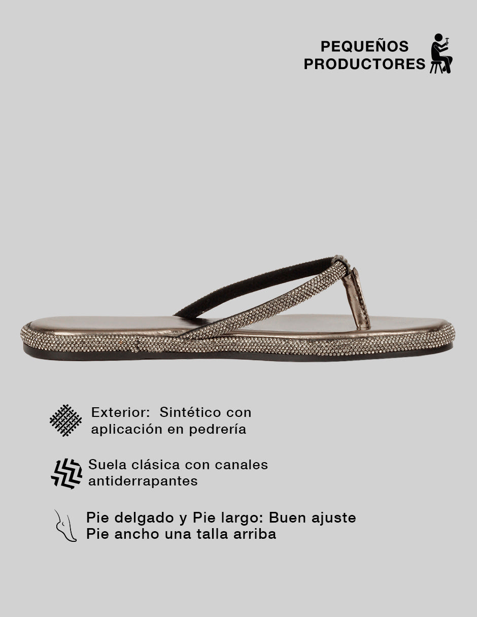 Sandalias de piso Soft en Sintético – Plata