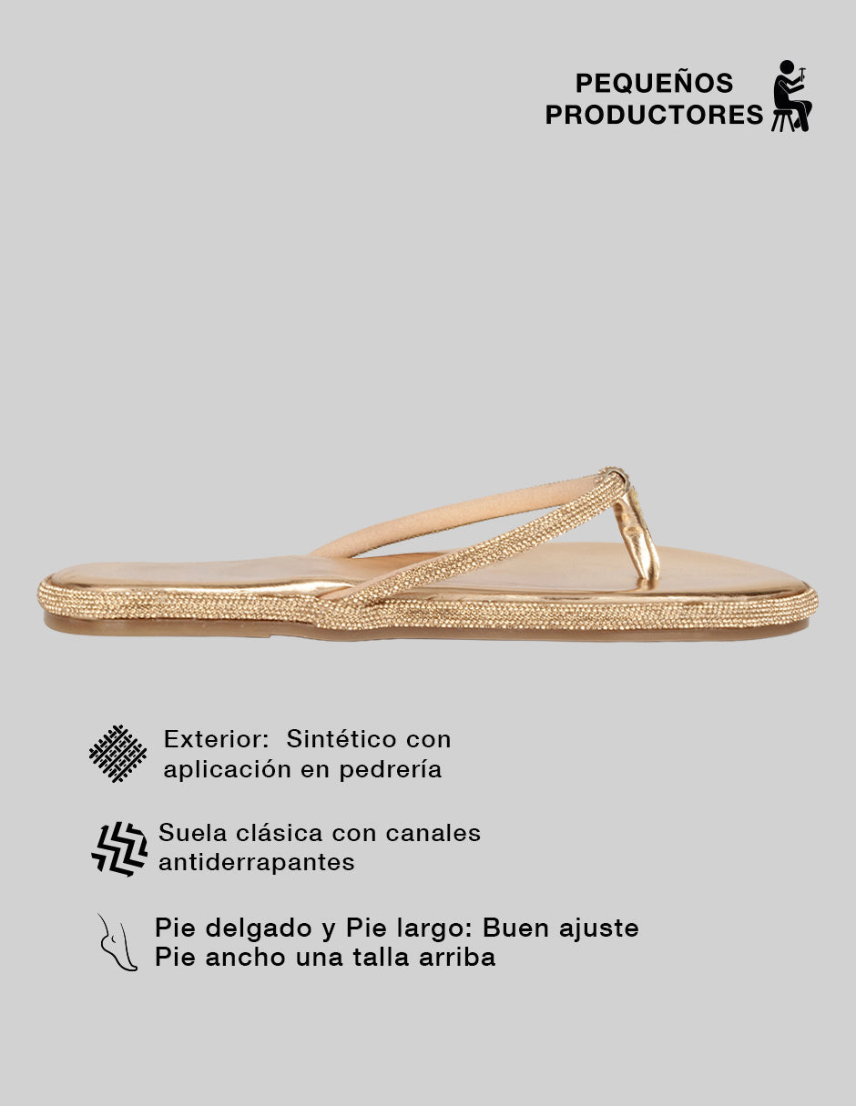 Sandalias de piso Soft en Sintético – Dorado
