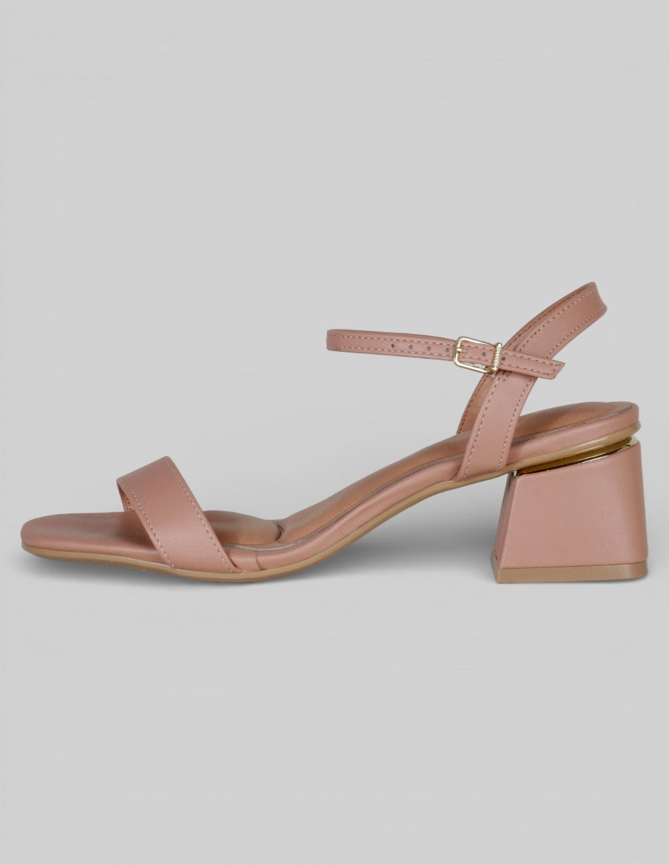 Sandalia con tacón Exterior Piel vegana Color Beige Para Mujer De RBCOLLECTION