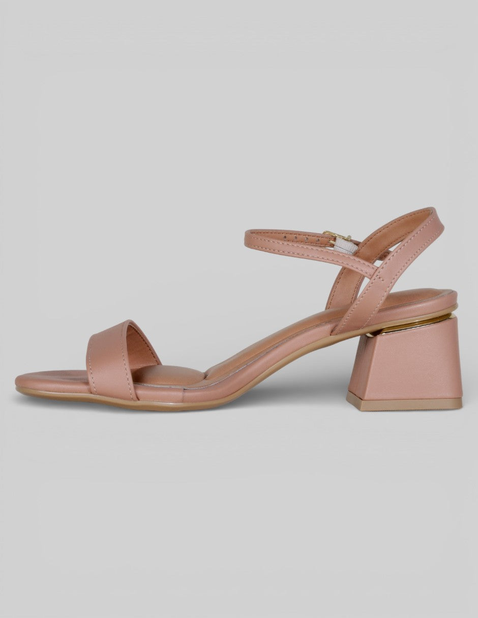 Sandalia con tacón Alnia en Piel vegana – Beige