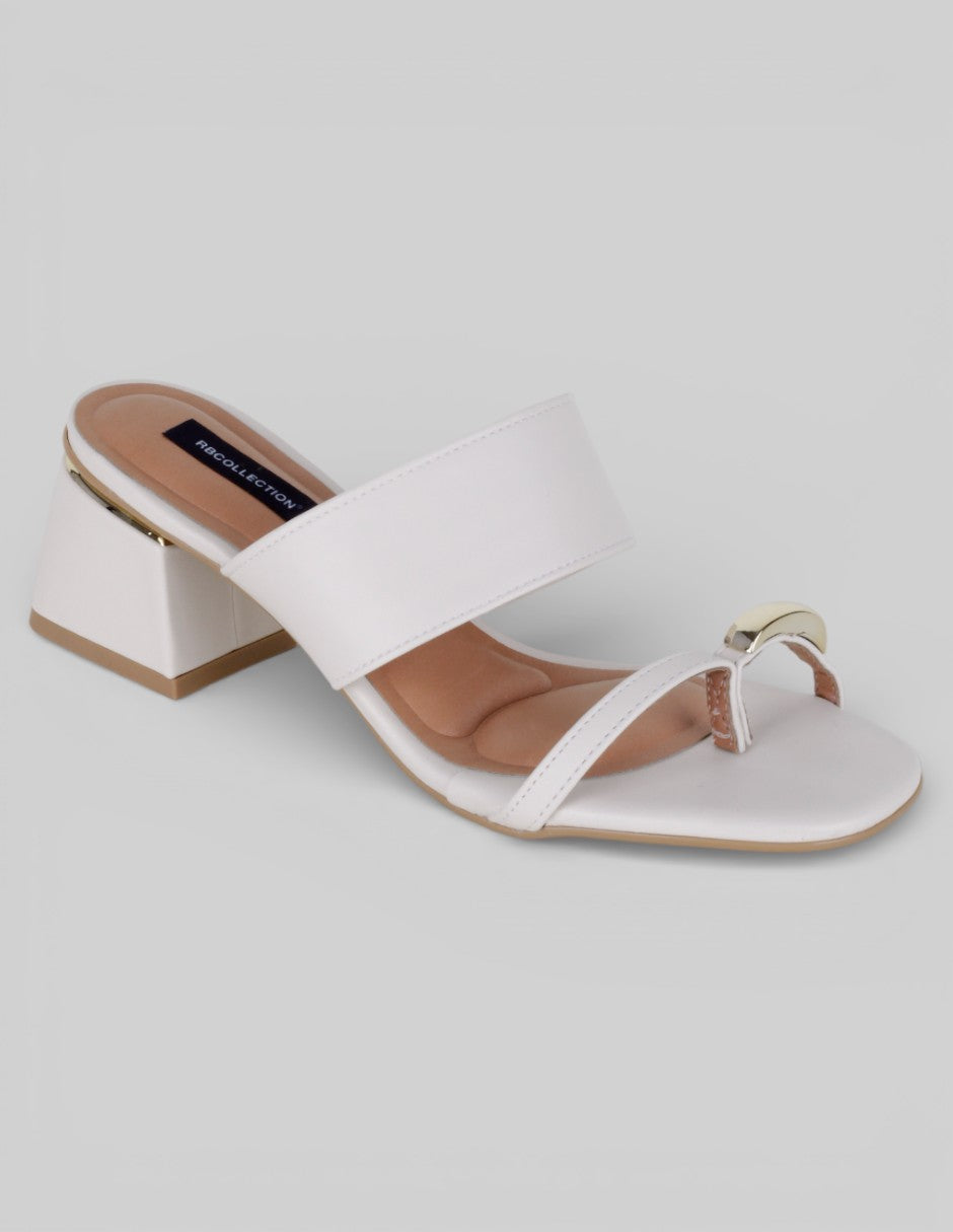 Sandalia con tacón Alnia en Piel vegana – Blanco