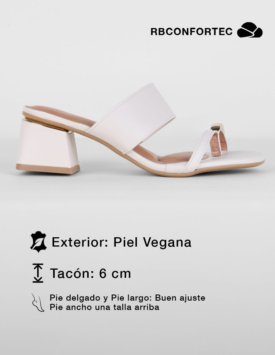 Sandalia con tacón Alnia en Piel vegana – Blanco