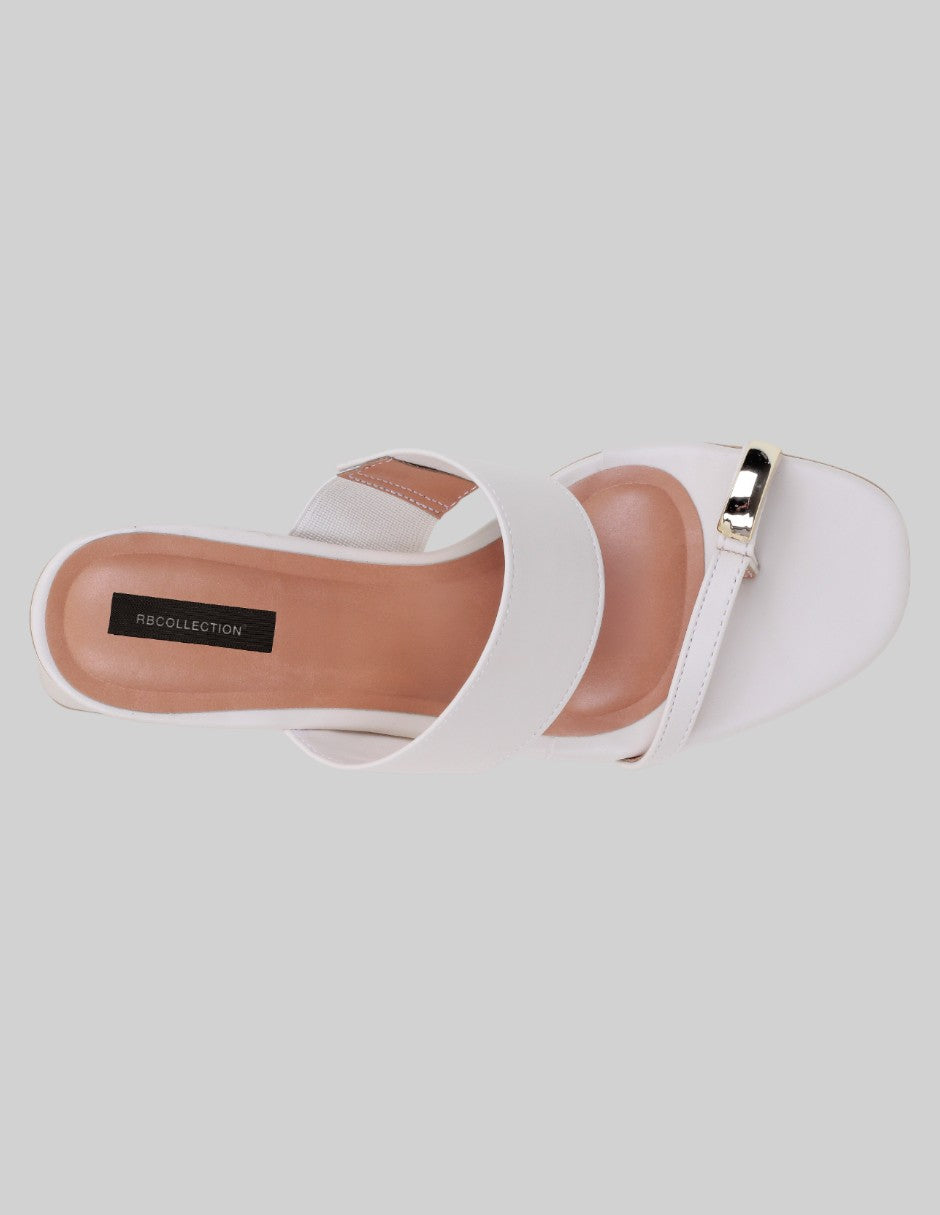 Sandalia con tacón Alnia en Piel vegana – Blanco