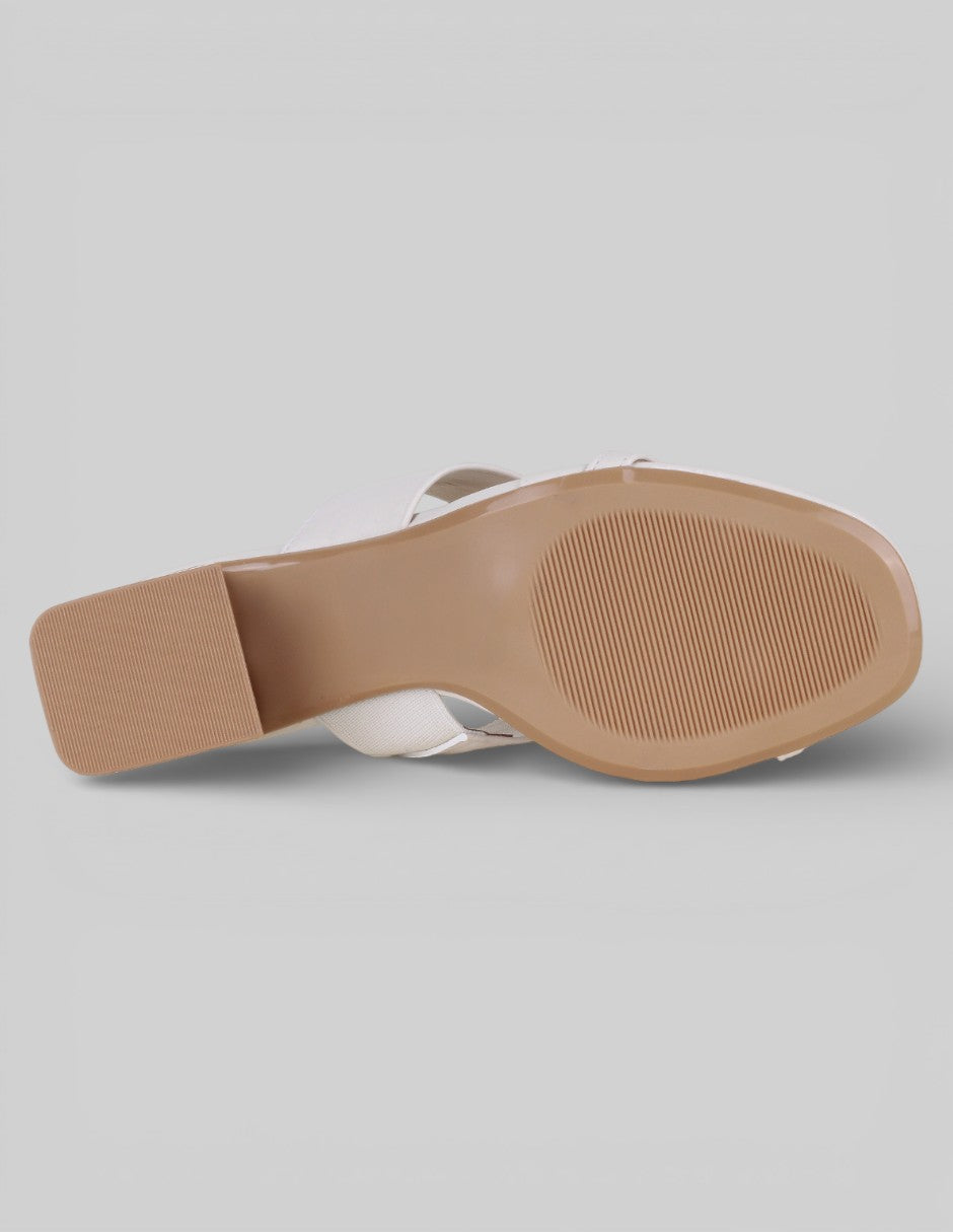 Sandalia con tacón Alnia en Piel vegana – Blanco