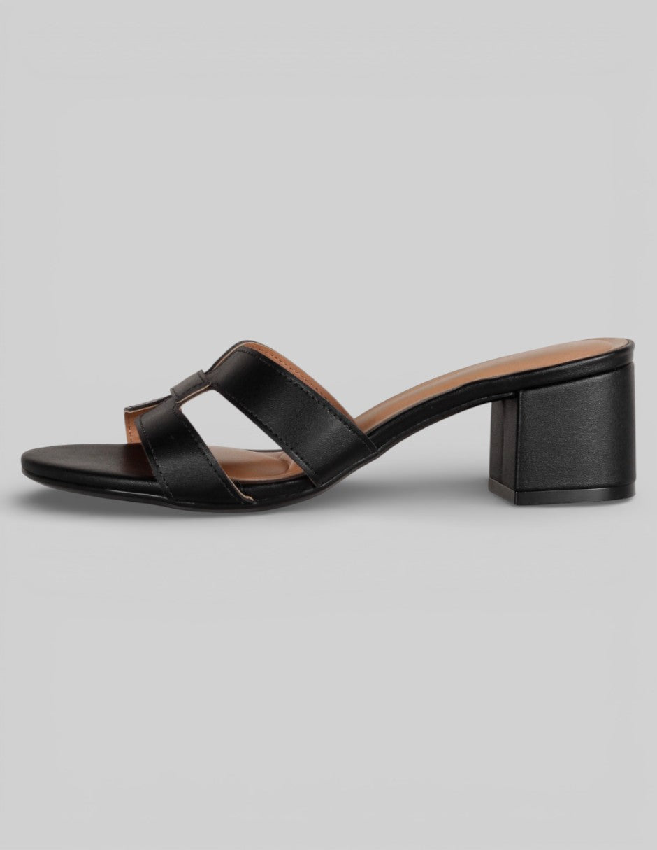 Sandalia con tacón Exterior Piel vegana Color Negro Para Mujer De RBCOLLECTION