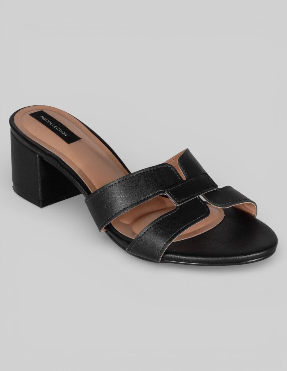 Sandalia con tacón Hera en Piel vegana – Negro