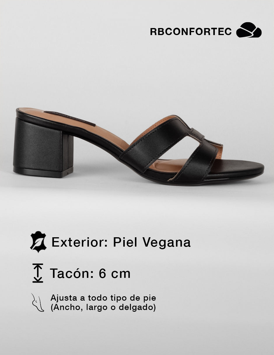 Sandalia con tacón Hera en Piel vegana – Negro
