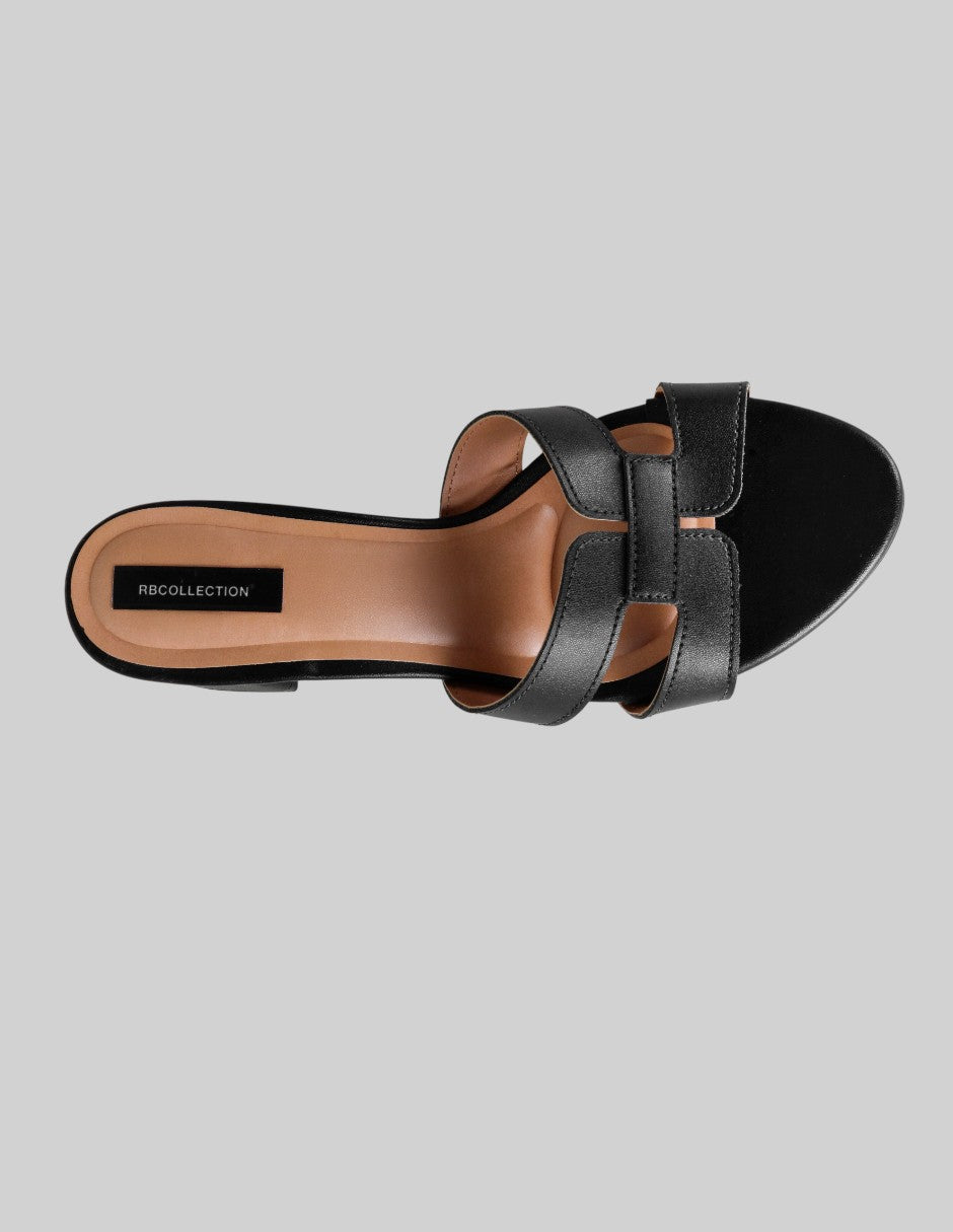 Sandalia con tacón Hera en Piel vegana – Negro
