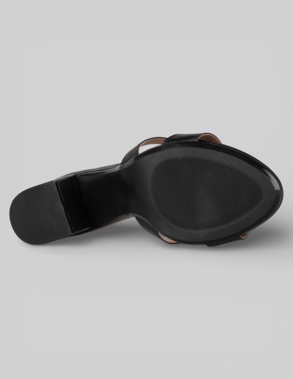 Sandalia con tacón Hera en Piel vegana – Negro