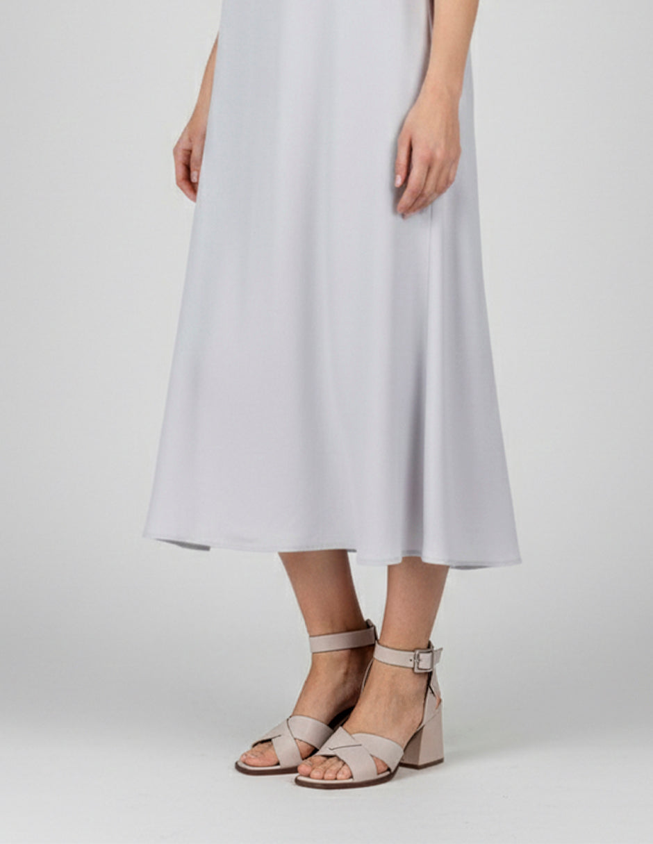 Sandalia con tacón Rice en Piel vegana – Blanco