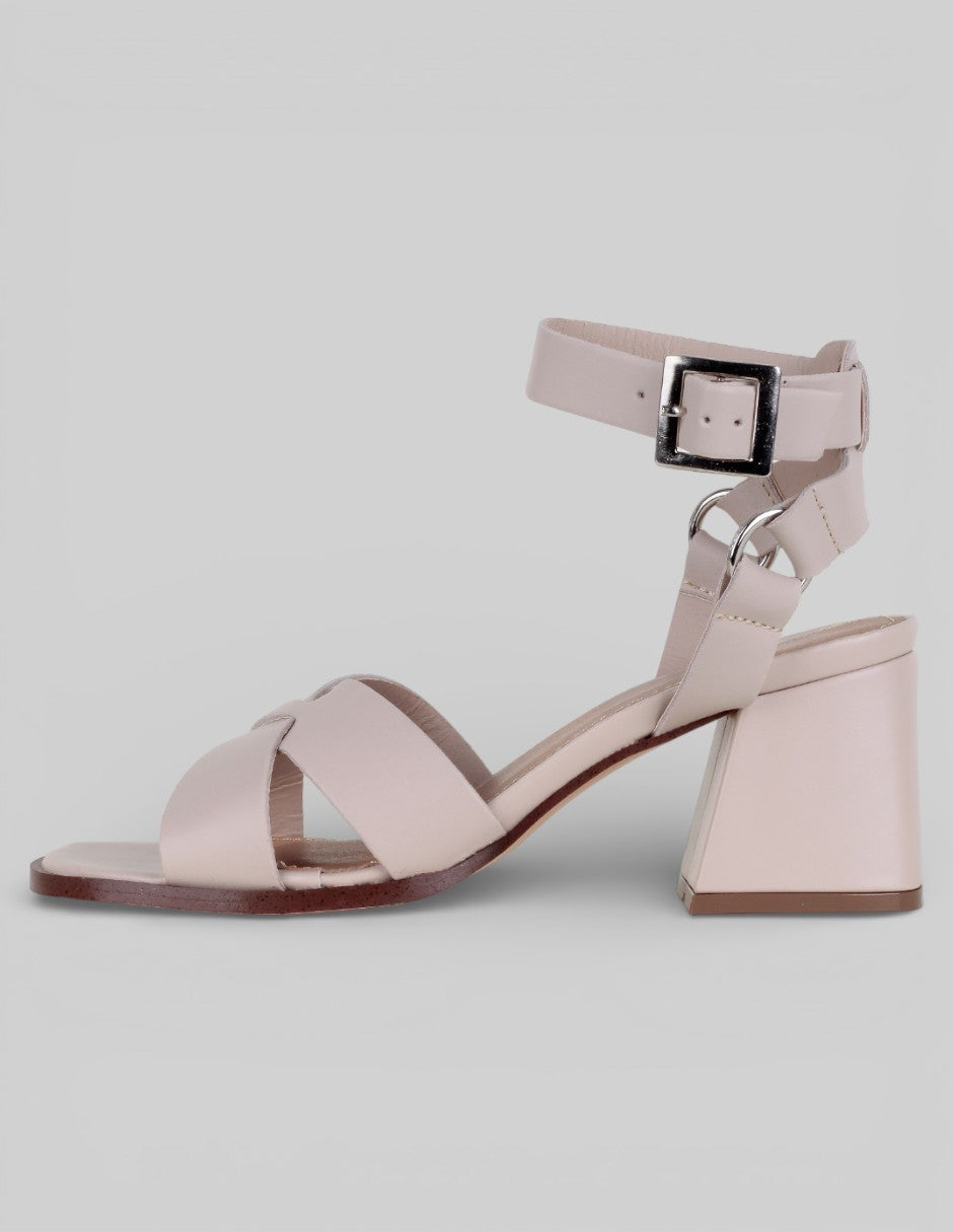 Sandalia con tacón Exterior Piel vegana Color Blanco Para Mujer De RBCOLLECTION