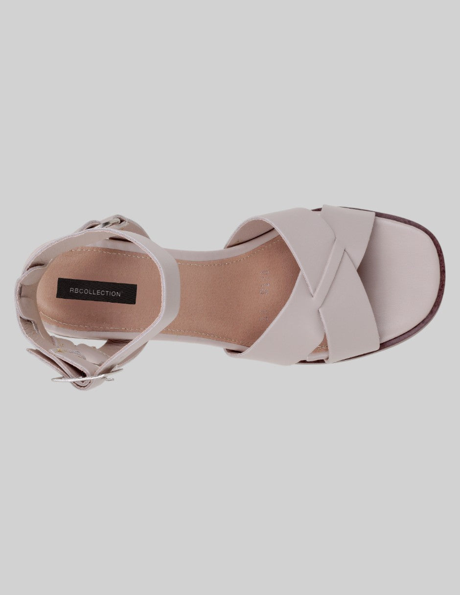 Sandalia con tacón Rice en Piel vegana – Blanco
