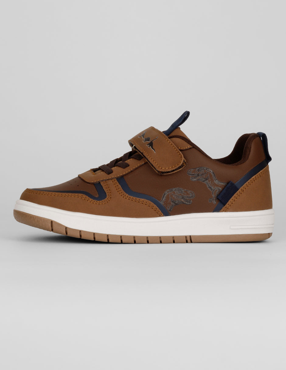 Tenis Exterior Piel vegana Color Café Para Niño De RBCOLLECTION