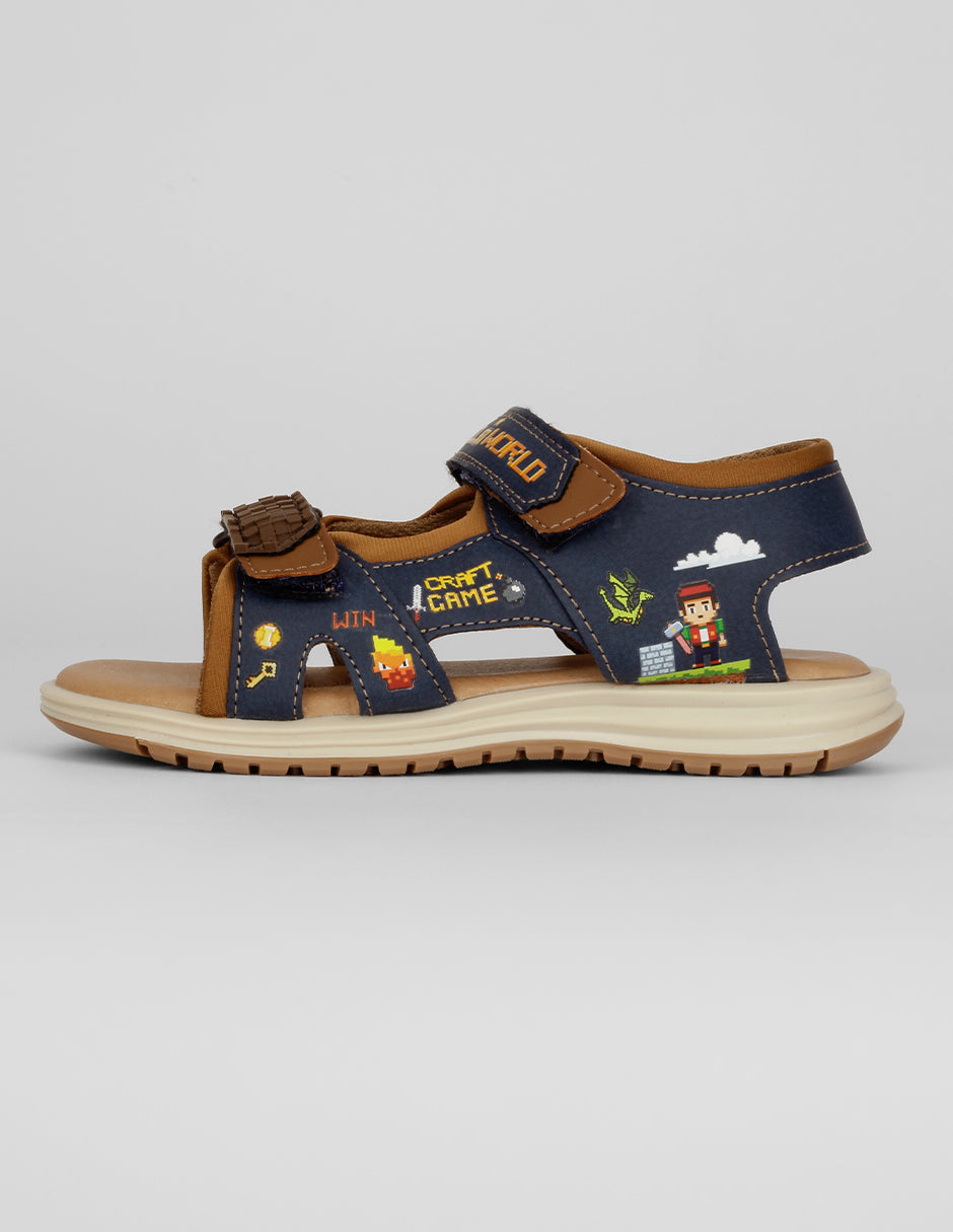 Sandalias Exterior Piel vegana Color Azul Para Niño De RBBASICS