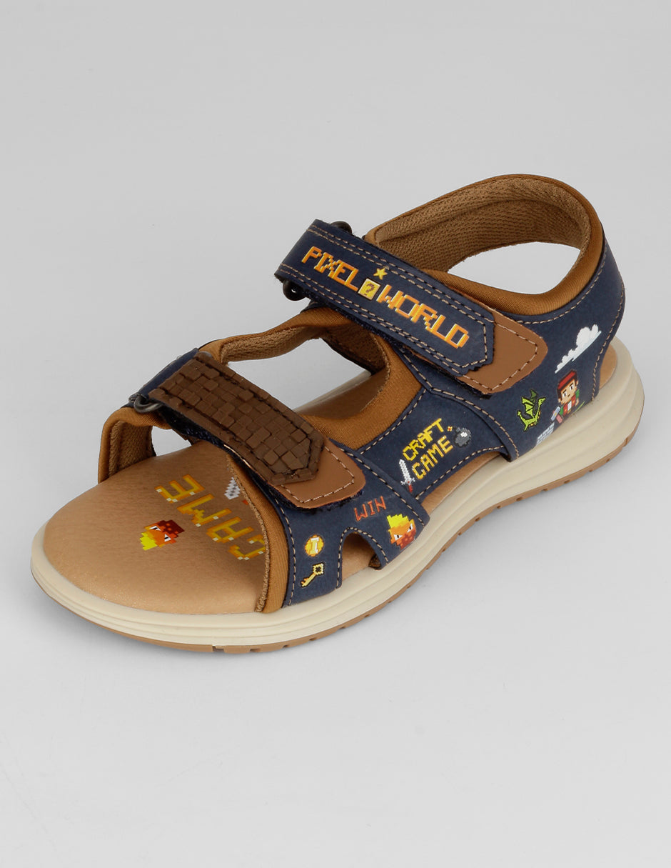 Sandalias Kids en Piel vegana – Azul