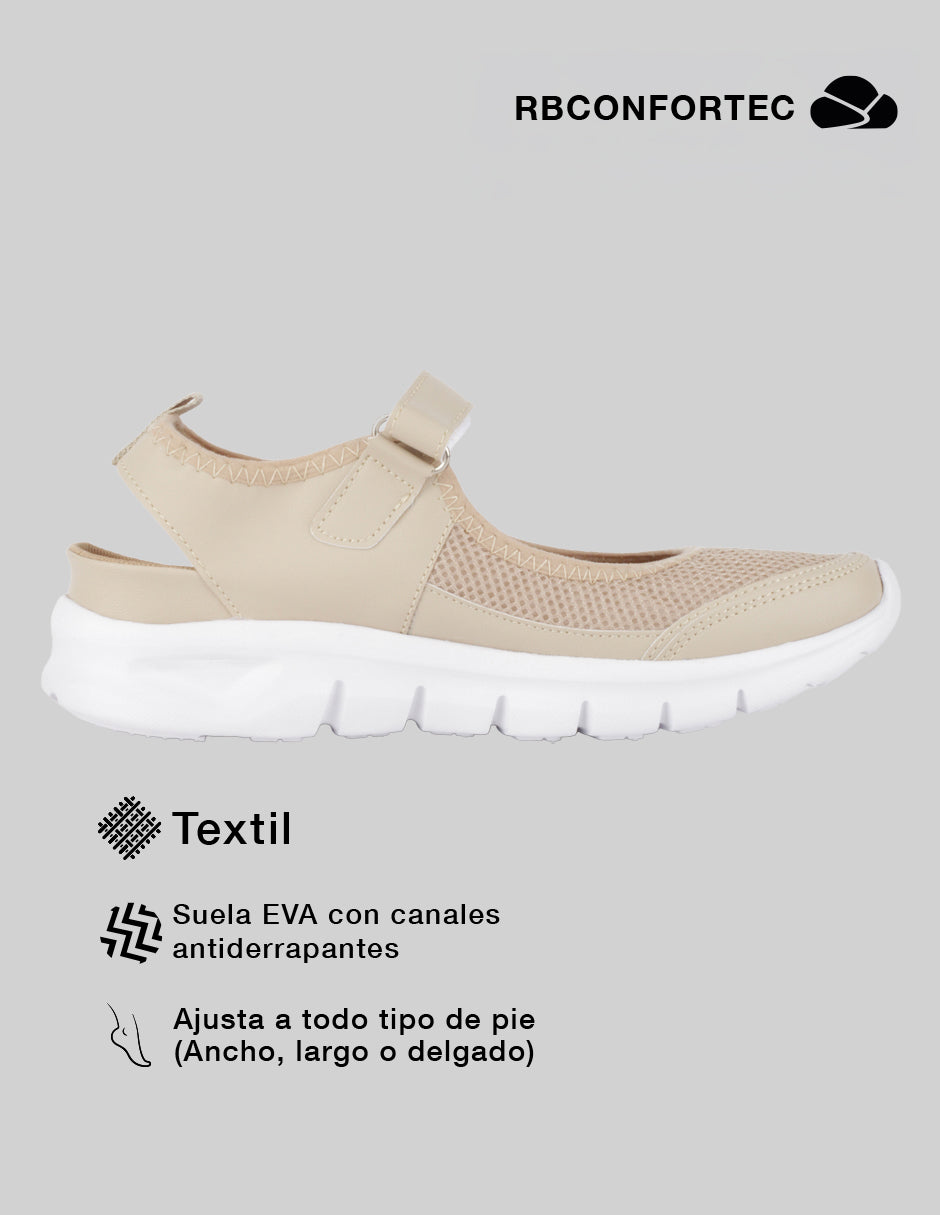 Tenis sin cordones  Comfy en Textil – Beige