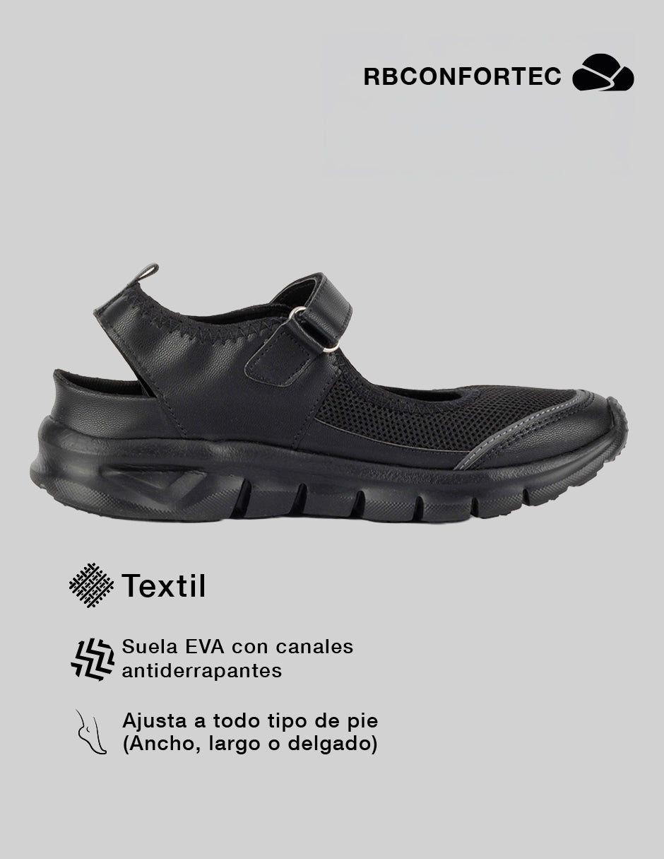 Tenis sin cordones  Comfy en Textil – Negro