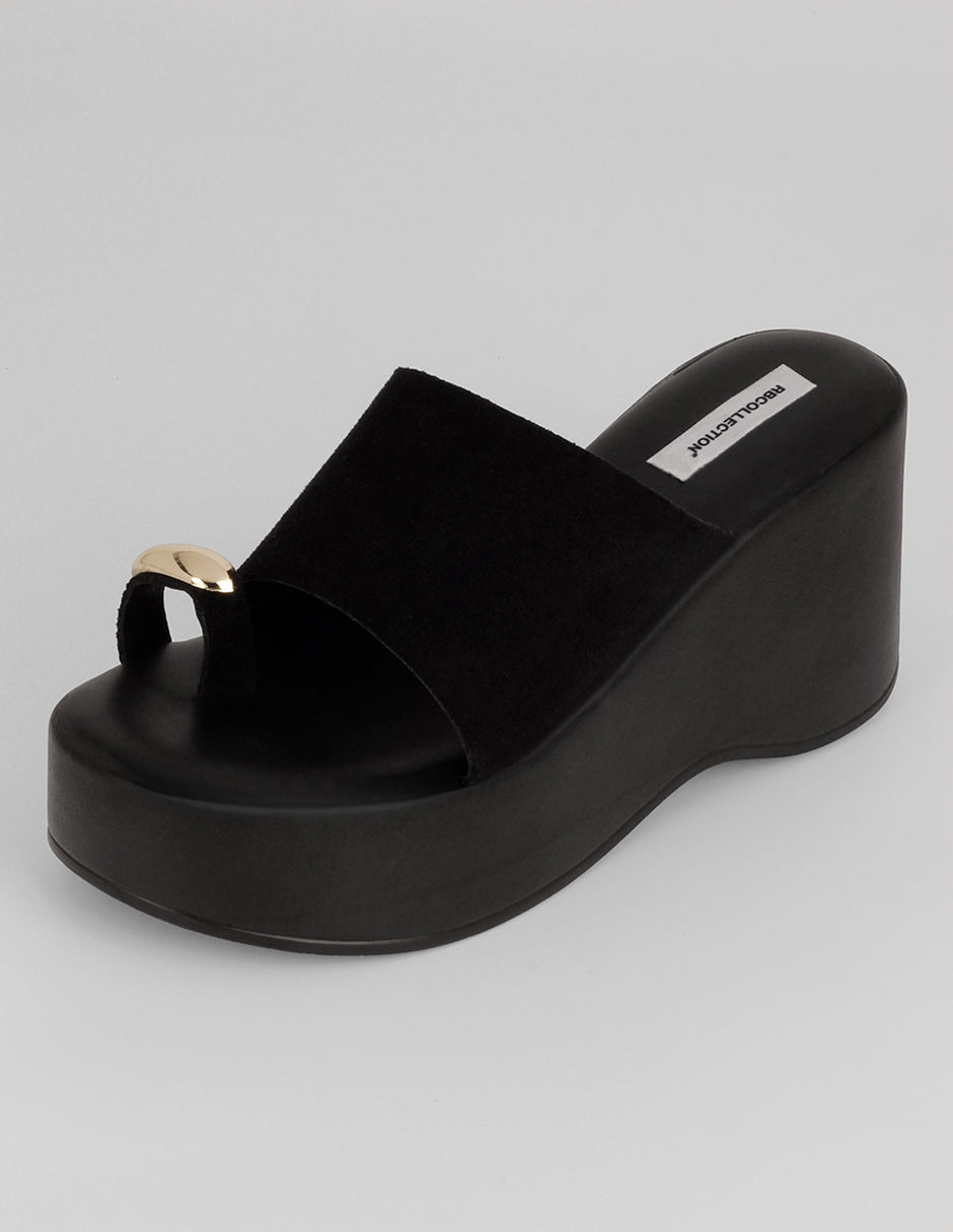 Sandalia con tacón Naia en Gamuza – Negro