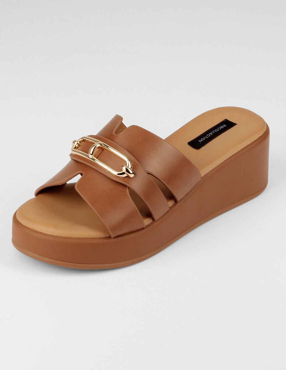 Sandalias con plataforma Steps en Piel vegana – Café