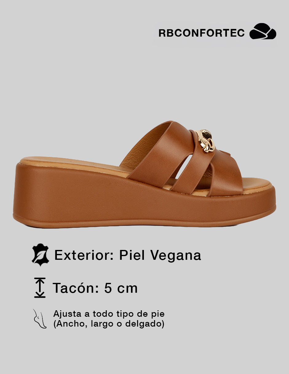 Sandalias con plataforma Steps en Piel vegana – Café