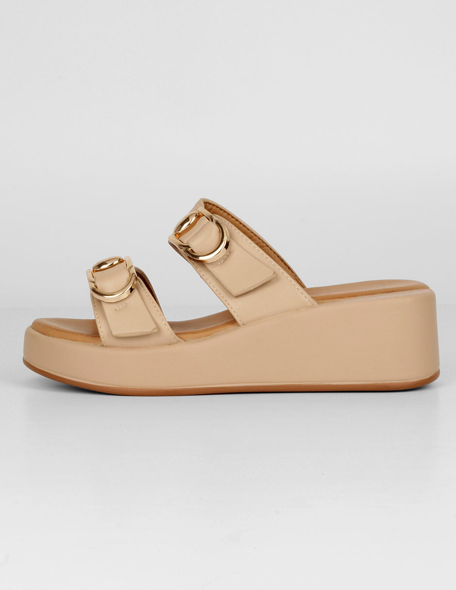 Sandalias con plataforma Exterior Piel vegana Color Beige Para Mujer De RBCOLLECTION